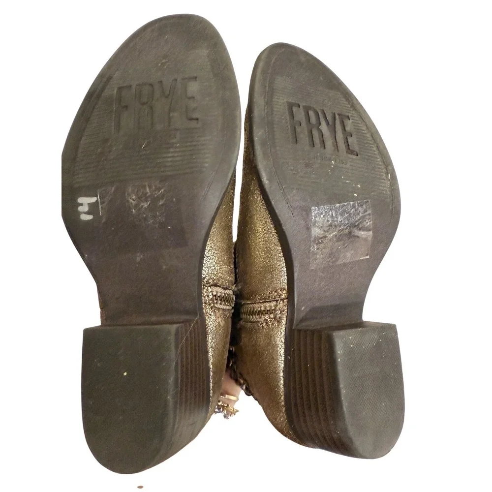 FRYE Deborah Girls Gold Studded Distressed Leather Short‎ Bootie Boots Size 13